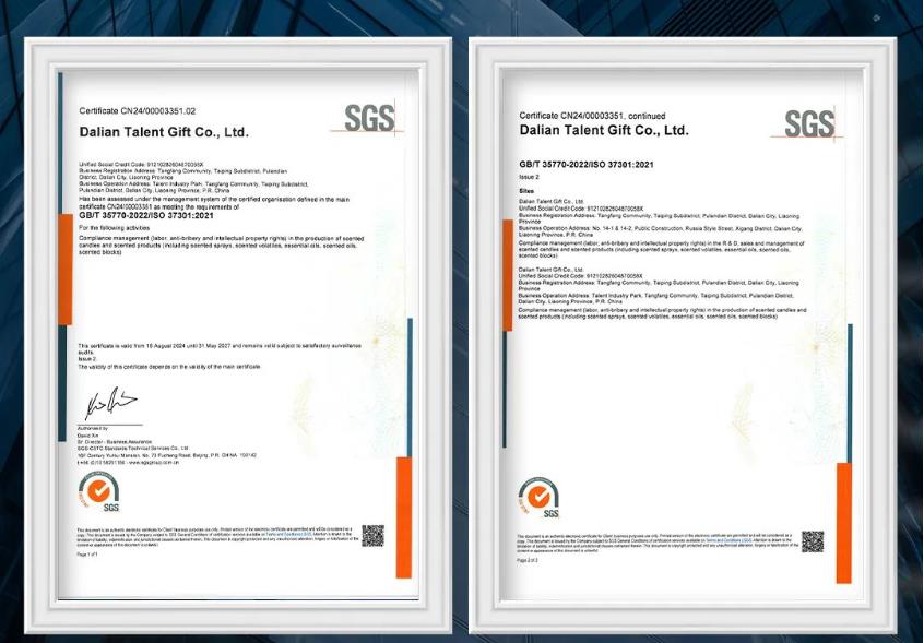 Dalian Talent Group Achieves Dual Certification for Compliance Management System
